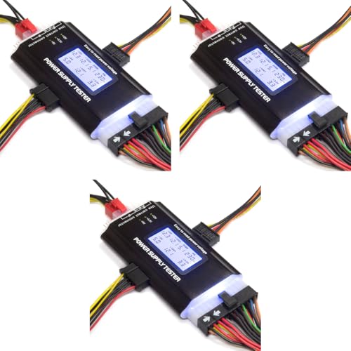 Serplex® Computer Power Supply Tester ATX ITX IDE HDD SATA BYI Connectors with Aluminum Alloy Enclosure 1.8 Inch LCD Screen Black 3 PCS