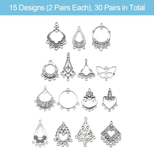 SANNIDHI® 120PCS Charms for Bracelet Making Antique Silver Earrings Jewellery Zinc Alloy Pendants Kit Necklace Jewelry DIY Crafts
