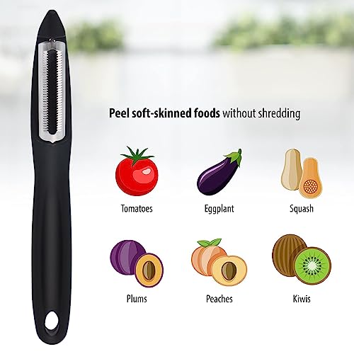 ZIBUYU® Peeler for Kitchen Stainless Steel Universal Peeler for Vegetables and Fruits Potato Peeler Knife Sharp Vegetable Peeler Fruit Peeler for Kitchen, Black - 1