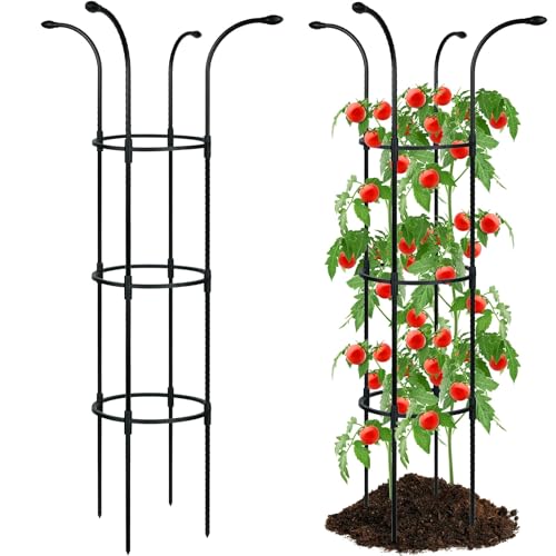 HASTHIP® 51 inch Flower Trellis Climbing Plants Trellis Plant Support Frame Sheathed Steel Pipe Plant Climber Structure 11 inch Dia Garden Trellis for Roses, Morning Glories, Clematis