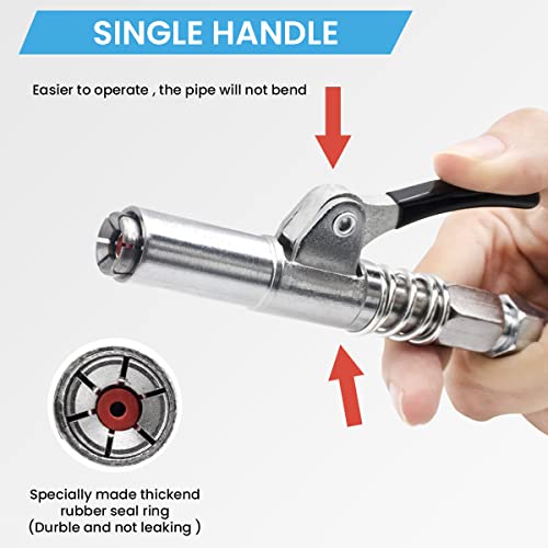 STHIRA® Grease Gun Coupler, Strong Lock Release Grease Coupler with 12" Spring Flex Hose, 12000 PSI Quick Release Metal Grease Gun Couplers Compatible with All Grease Guns 1/8" NPT