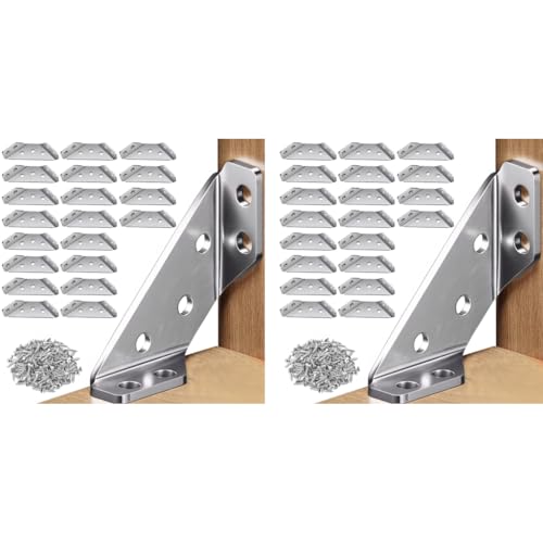 Serplex® 280PCS Shelf Brackets with 120pcs Screws Multi Hole Stainless Steel Furniture Corner Connectors 1.1MM Thickening Heavy-Duty Triangle for Connecting Wall Mounting