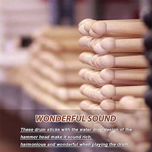 HASTHIP® 7A Drum Sticks Maple Drumsticks, 2 Pair 15.5inch Drum Sticks Set, Wood Drumsticks Drum Accessories for Adults & Youth, Oval Wood Tip, Perfect for Pros and Beginners 3 PCS