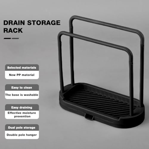 HASTHIP® Kitchen Dish Cloth Rack Countertop Dual Row Dry Hand Towel Holder Sink Organizer Sponge Drain with Removable Drip Tray 2PCS