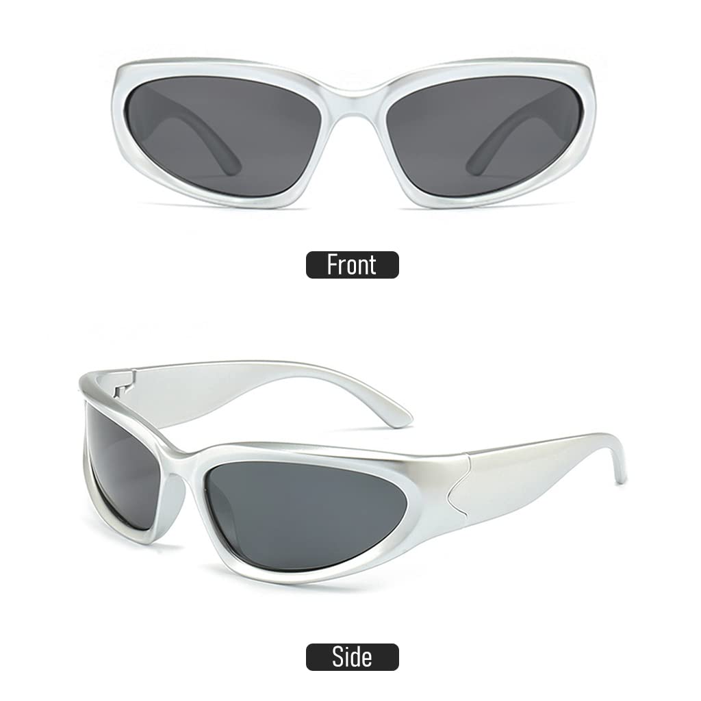 GUSTAVE Polarized Sunglasses for Outdoor Sports with Silver Frame and Grey Lens | Unisex Fashion