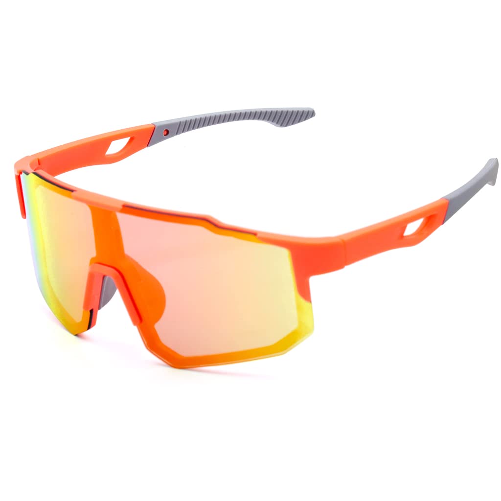 GUSTAVE® UV400 Cricket Sunglasses for Men Cycing Sunglasses Professional Polarized Outdoor Sunglasses for Riding, Cycing, Anti-slip Sunglasses for Outdoor Sports(Orange)