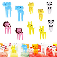 ZIBUYU® 50 Pcs Random Color Cute Animals Bento Box Decor Food Fruit Mini Kids Forks & Toothpick for Cake,Dessert,Pastry Party Supply with Food Grade Plastic