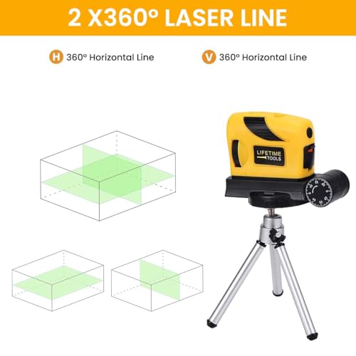 Serplex® 4 in 1 Laser Level Horizontal Vertical Lines Cross-Line 360 Fine Tuning Infrared with Folding Tripod Base 16Ft Range Battery Operated No Battery Included 2PCS