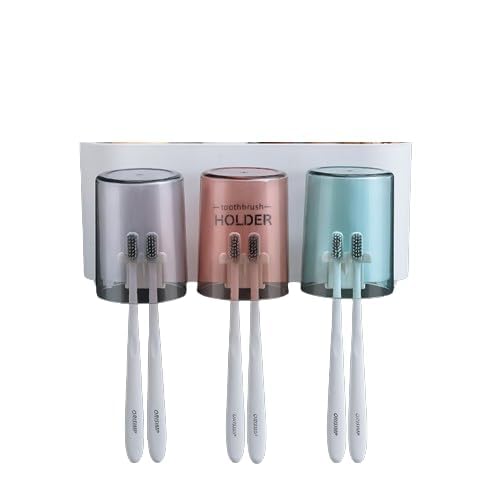 ZIBUYU Toothbrush Holder for Bathroom with 6 Brush Capacity featuring Dual Function | Wall Mounted Self Adhesive Toiletries Organizer