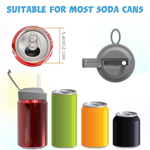 HASTHIP® Soda Can Lids with Silicone Straws Covers BPA-Free Reusable for Beverage Juice Seltzer 2PCS