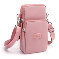 GUSTAVE® Pink Mini Wallet Shoulder Small Crossbody Phone Bag for Women with Earphone Cable Hole Wallet Clutch Bag for Women
