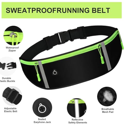 ZIBUYU® DUNNI Slim Running Belt for Men & Women, Adjustable Waist Bag Fits 30-37