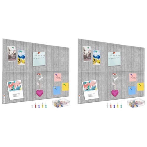 Climberty® 112PCS Felt Bulletin Board Vision, 30x30cm Self-Adhesive Wall Boards with 50pcs Drawing Pins, Message for Paste Notes, Photos, Schedules Grey