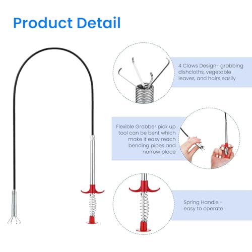 HASTHIP® Magnetic Pick Up Tools Set of 12PCS Telescopic Pickup Tools with Flexible Spring Loaded Grabber Tool Telescopic Inspection Mirror Pocket Magnetic Sticks Clip
