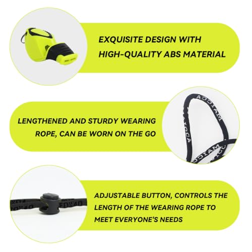Proberos® Whistle for Sports Coach with Lanyard High Pitch for Football Boxing Referee Gym Teacher Competition Green 3PCS