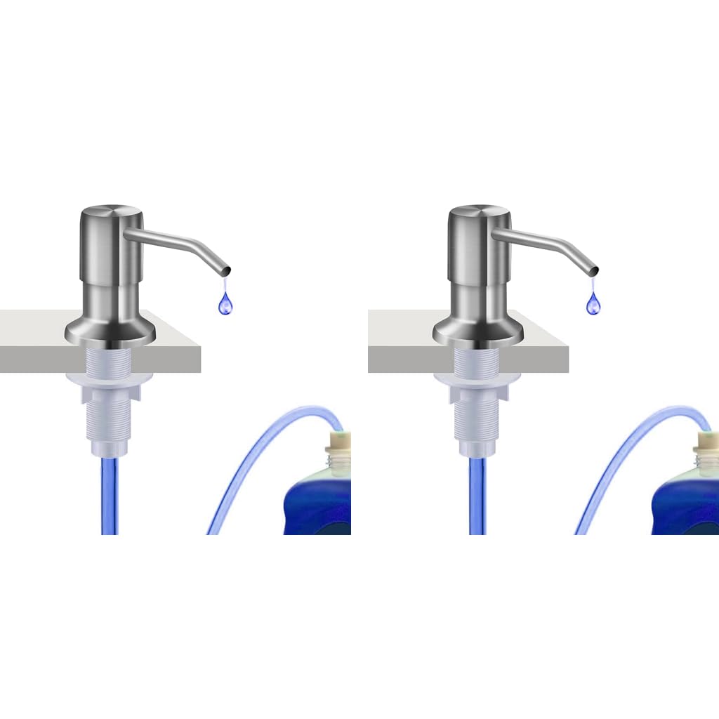 Hannea Soap Dispenser for Kitchen Sink with 47 in Silicone Tube and 360 Rotatable Pump | Stainless Steel Countertop Mount