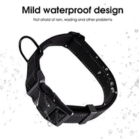 Qpets® Reflective Strong Dog Collar for Medium Large Dogs, Nylon Tactical Dogs Collar with Reflective Safety Strip Leash Ring, Dog Training Collar Quick Release Buckle(L, 18.9''-23.2'')