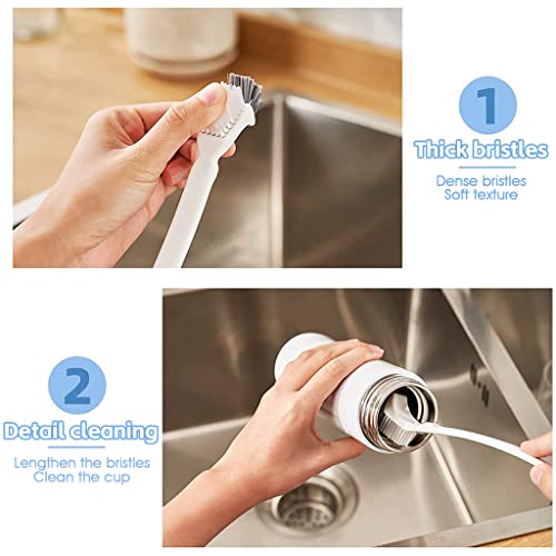 HASTHIP® 2Pcs Scrubbing Brush Set, Soft Bristle Laundry Brush Long Handle Shoe Cleaning Brush, Household Scrub Brush for Clothes Shoes Dish Sink Bathtubs Tile Walls, etc.