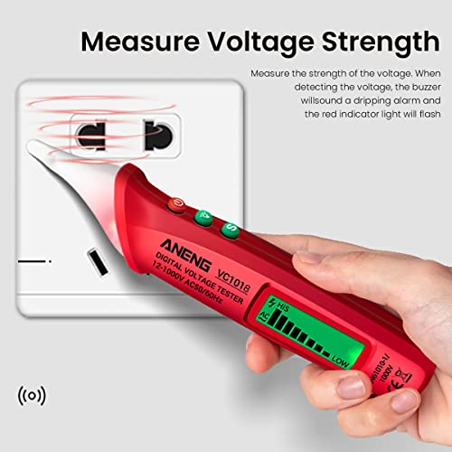 Serplex® Non-Contact Voltage Tester with Light, Voltage Tester Pen Adjustable Sensitivity AC 12V-1000V, Tester Electrical Continuity Tester, Live/Neutral Wire Tester with LCD Display Buzzer Alarm