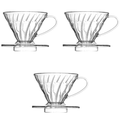 Supvox® Plastic V60 Coffee Dripper Heat Resistant Resin Pour-Over with Handle Universal for Server 1-4 Cups Alternative 3PCS