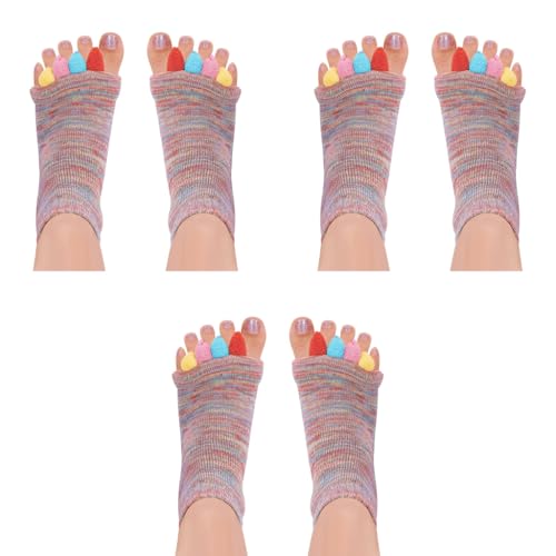ZIBUYU® Toe Separator Socks for Men Women Breathable Cotton Foot Alignment Bunion Relief Yoga Sports Gym Comfy Massage 3PCS