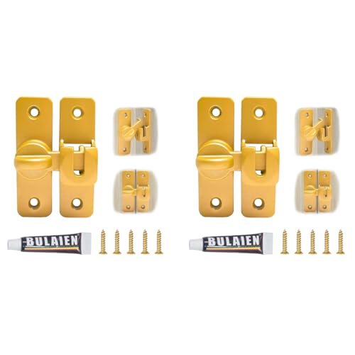 HASTHIP® Door Latch Lock 90° 180° Gate Rugged Aluminum Alloy No Drill for Door Closet Cabinet with Screw Packs Installation Accessories 2 PCS