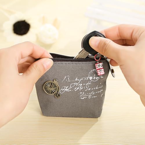ZIBUYU® 12PCS Cute Decor Coin Pouch Canvas Purse Change Cash Bag Zipper Small Wallets for Women Girls Kids