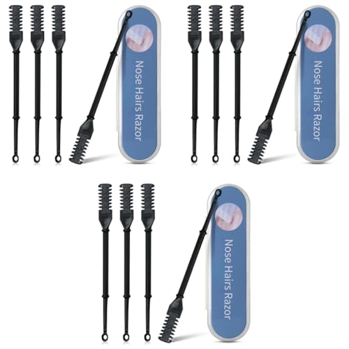 HANNEA® 12PCS Nose Hair Trimmer for Men Women 2 in 1 Pain-Free Grooming Tool With Ear Wax Remover Overgrown Stainless Steel