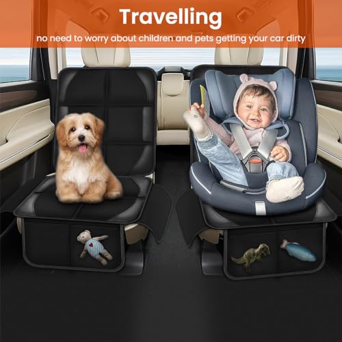 STHIRA® Car Seat Cover Protector Anti Slip Waterproof Liner for Baby and Toddler Seat for Car 3 Side Storage Pouches Durable and Easy to Clean Cushion Universal Fit 3PCS