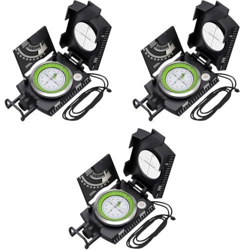 Proberos® High Precision Multifunctional Compass with Glow in Dark Dial Military-Level Camping Sighting Gradiomete Portable for Hiking 3 PCS