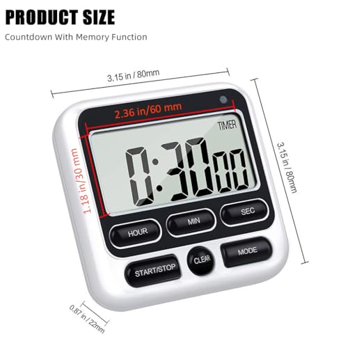 ZIBUYU® LCD Digital Timer Magnet Alarm Clock 24hs Countdown Timer Time Reminder Baking Timer with Folding Bracket Battery Powered for Kitchen Study Working Out Black X 3