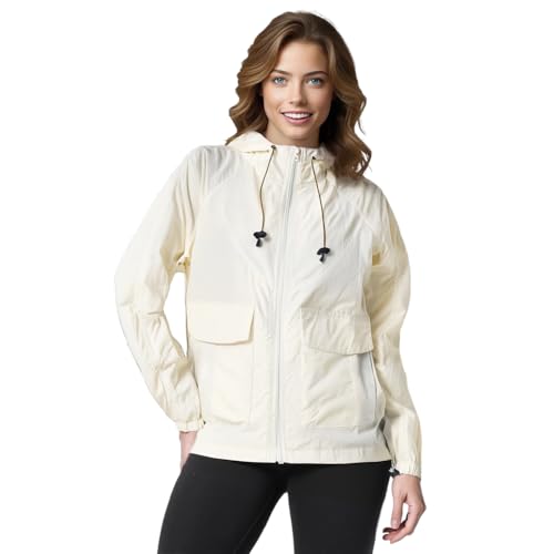 SANNIDHI® Women's UPF 50+ Sun Protection UV Jacket Full Zip Lightweight Waterproof Jacket RainCoat Suncreen Windproof Athletic Workout Hoodie, L
