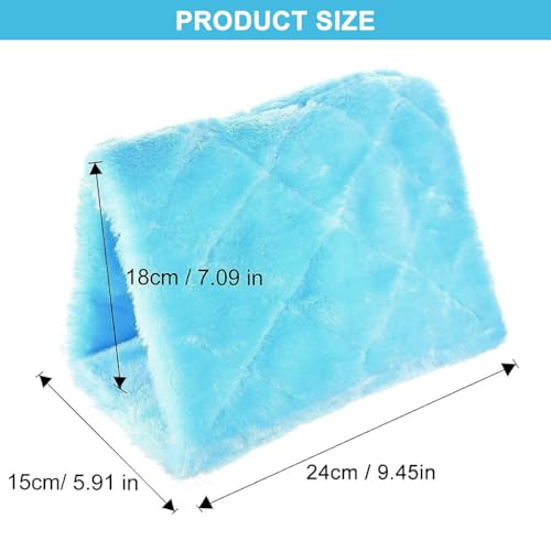 Qpets® Winter Birds Nest Metal Cage Big Size Plush Bed Shed for Parakeet Cockatoo Lovebird Suspended Hammock Hideaway Place (L24*W15*H18Cm Blue) 2PCS