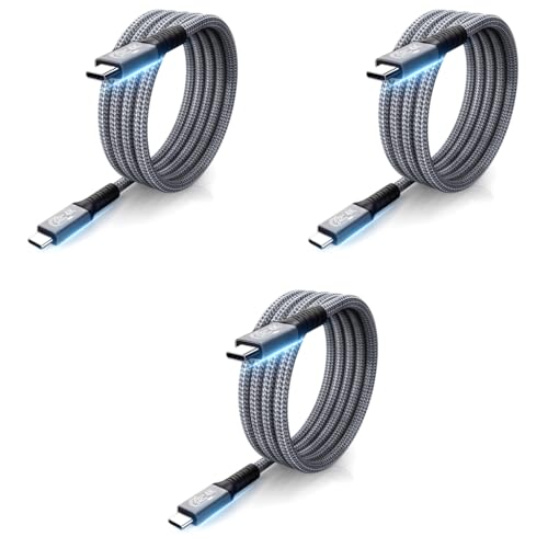 Verilux® Type C to Cable 4.9Ft PD 240W Fast Charging Adapter Support 20Gbps Data Transfer 4K 60Hz Display Male USB for Thunderbolt 4 3 Mobile MacBook Samsung 3PCS