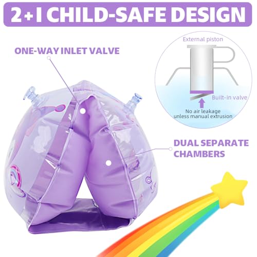 Proberos® Ultra-Safe Dual Chamber Swimming Arm Floats for Kids 3-6 Years PVC Water Wings with Kuromi Print Leakproof Valves Tube Beginner Toddler Pool Beach Use 2PCS