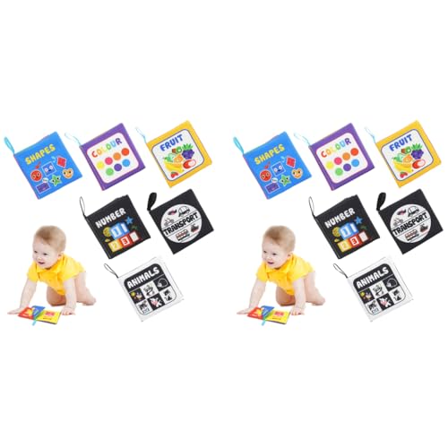 SNOWIE SOFT® 12PCS Cloth Books for Babies 0 to 3 Years Multiple Themes Sensory 6-12 Months Early Educational Activity Toys Touch Crinkle Waterproof