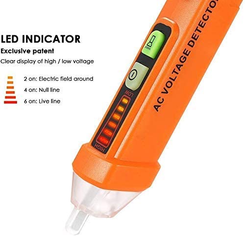 Supvox Non-Contact Voltage Tester 12-1000V AC Voltage Detector Pen Circuit Tester Tool with Led Flashlight Beeper Pocket Clip