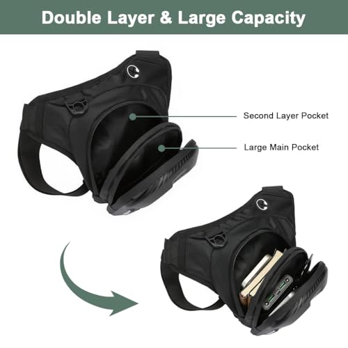 STHIRA® Motorcycle Waist Drop Leg Bag -Waterproof Hard Shell Storage Bag Double Layer Zippered Waist Leg