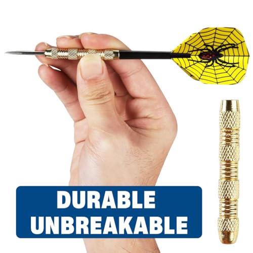 Proberos® 54PCS Adult Darts Set Fancy Steel Tip with 6 Unique Flights 18g Copper Plated Metal Ideal for Party Game Entertainment Teenager