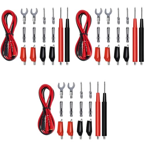 Serplex® 16-in-1 Multimeter Test Leads Kit for 4mm Insulated Jumper Wires Silicone with Alligator Clips Testing Power Probes Banana Plug Electronics Circuit Connection 3PCS