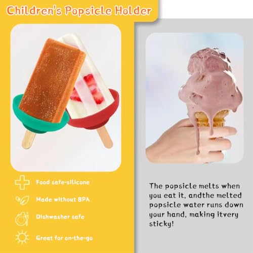 HASTHIP® Silicone Popsicle Drip Catcher 2 in 1 Ice Cream Cone Guard for Waffle Reusable Food Grade Holder Tray for Popsicle Pack of 4 3PCS