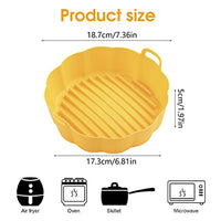 ZIBUYU® Yellow Non-Stick Reusable Air Fryer Silicone Liner Round Pot & Oven Accessories with Ear Handles, No Need to Clean The Air Fryer, Top: 7.5 inches - Bottom: 6.8 inches