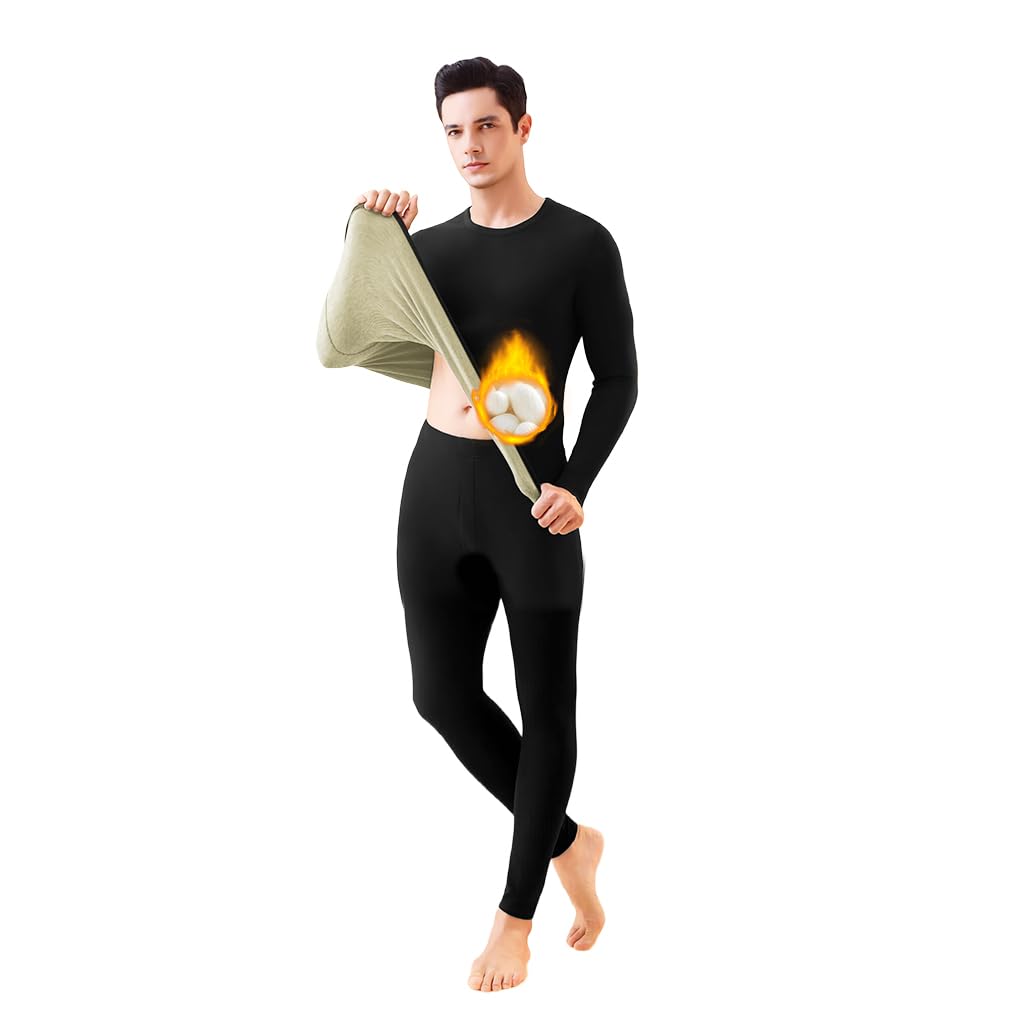 SANNIDHI Thermal Underwear for Men with Fleece Lined 2PCS Set | Moisture Wicking Base Layer