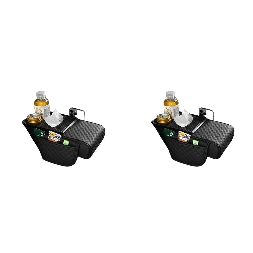 STHIRA Car Armrest Cushion for Driving Comfort with 4 in 1 Cup Holder and PU Leather 35 x 7 x 19cm