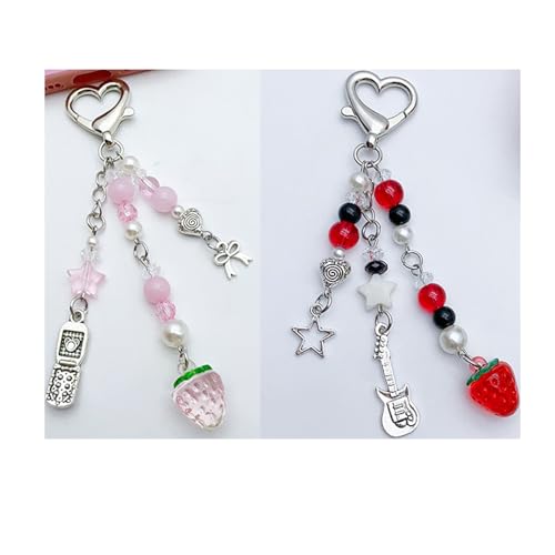 ZORBES® Cute Keychain Aesthetic Y2K Keychain Accessories Heart Butterfly Strawberry Bear Key Chain for Keys Bags Women Gifts