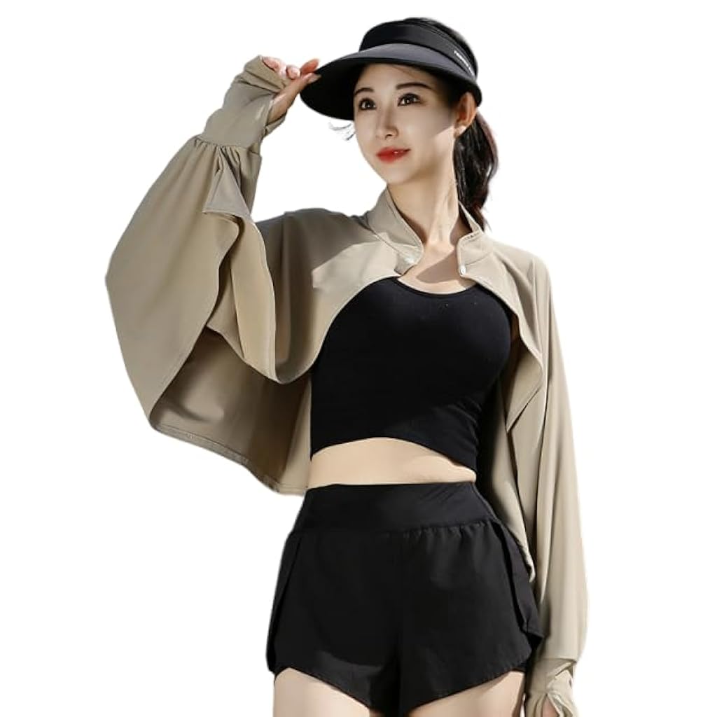 SANNIDHI® Women Long Sleeve Stand Collar Open Front Shrug Cardigan Sun Protection Shawl and Wraps Gymnastics Ballet Dance Tops Bronze