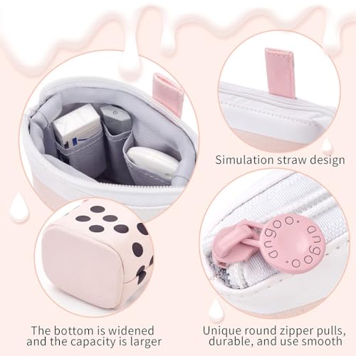 ZIBUYU® BrandName Standing Pencil Case Telescopic Boba Tea Pen Holder - Kawaii Canvas Stationery & Makeup Bag, Adjustable, Cute Gift for Girls, Women, Teens, Office, School (Pink, 1 Pc)