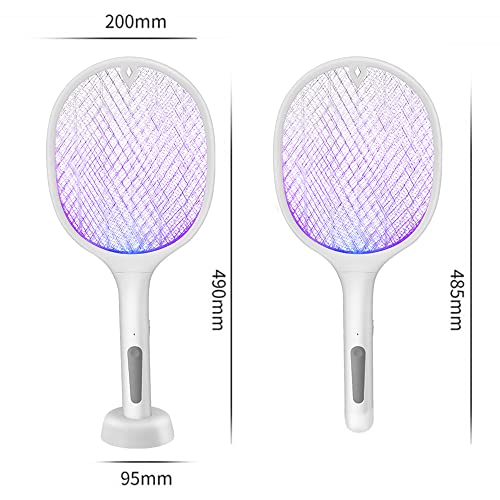 Zibuyu Mosquito Racket Rechargeable with USB Charging Fly Swatter Racket 3000 Volts Insect and Mosquito Killer Electric Bat with UV Light Purple