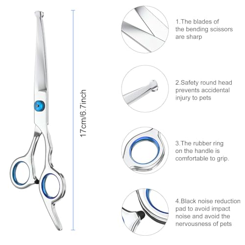 ZIBUYU® Dog Grooming Scissors Pet Products 6 inches Round Tips Shears for Cat Face Paw Hair Trimming Right Left Handed Stainless Steel 2PCS