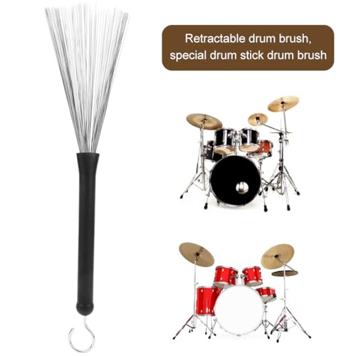 HASTHIP® 1 Pair Drum Brushes Retractable Wire Sticks 2PCS